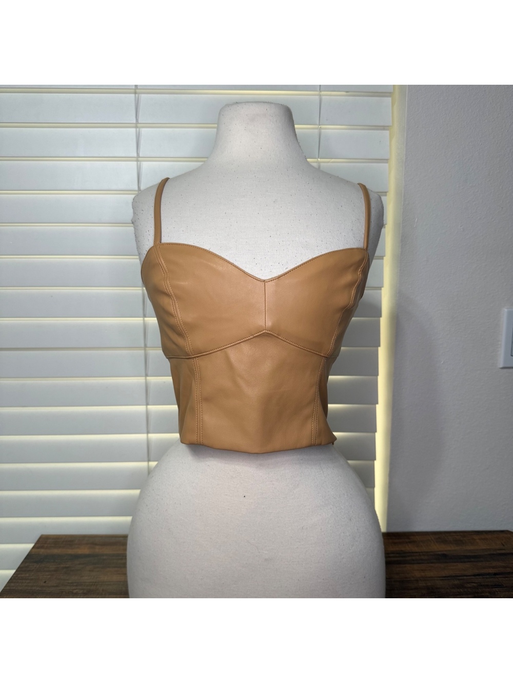 Forever 21 Faux Leather Camel Crop Top Size Medium